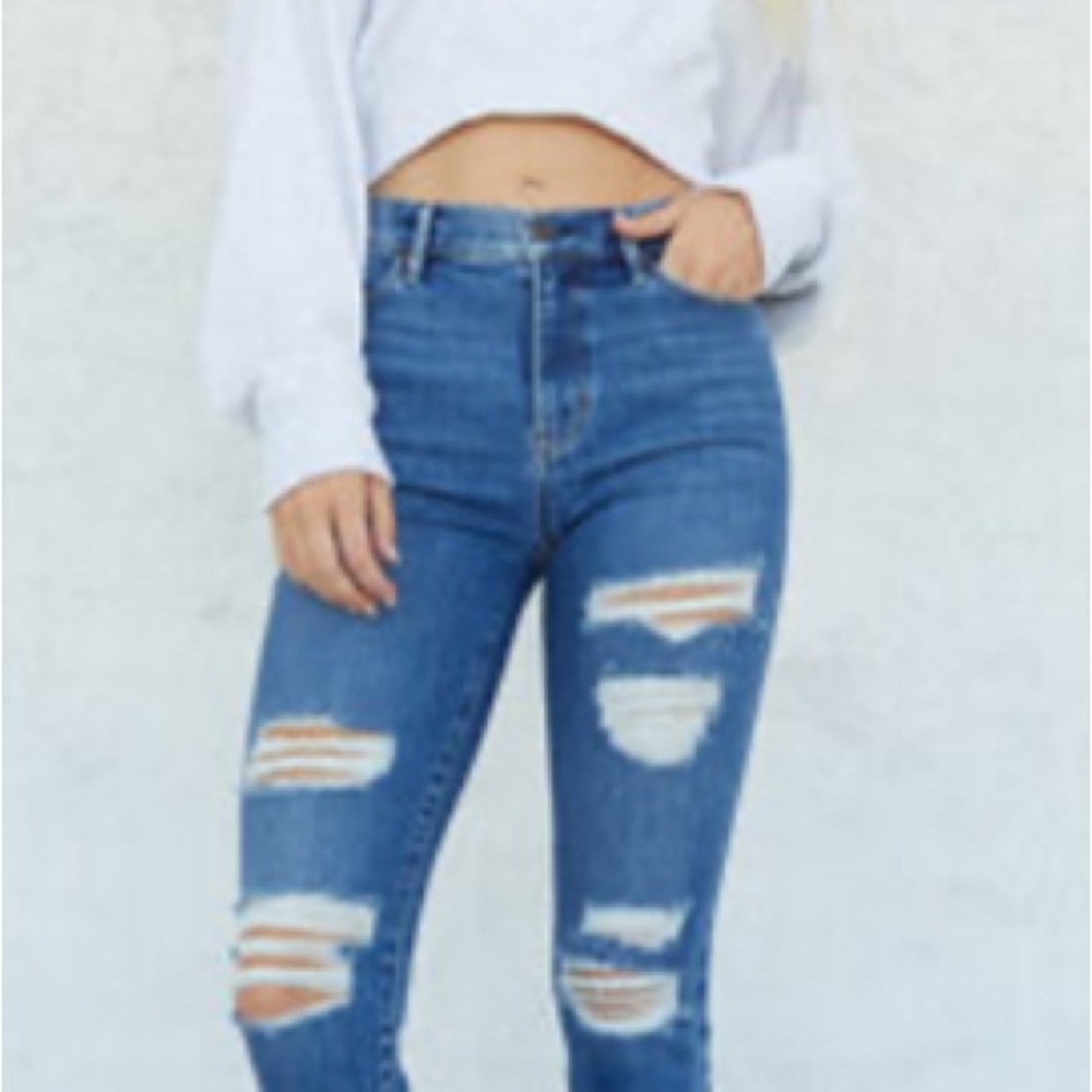 PacSun Medium Indigo Blue Perfect Fit Ripped Jeggings Skinny Jeans Size 25